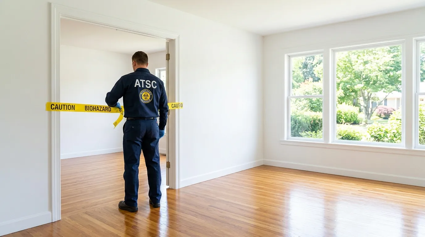 Certified biohazard cleanup crew performing Decomposition Cleanup in Travilah